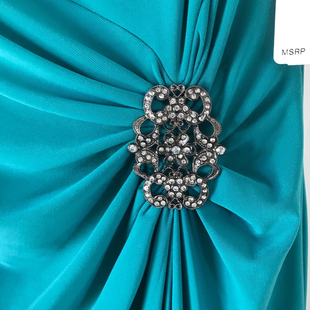 Turquoise Embellished Evening Dress